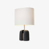 black resin table lamp with white fabric shade for bedside