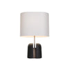 black resin table lamp with white fabric shade for bedside