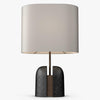 black resin table lamp with white fabric shade for bedside