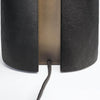 black resin table lamp with white fabric shade for bedside
