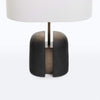 black resin table lamp with white fabric shade for bedside