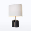 black resin table lamp with white fabric shade for bedside