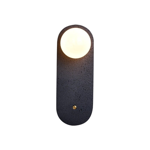 black travertine cylinder wall sconce white glass