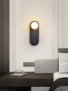 black travertine cylinder wall sconce white glass