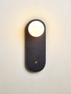 black travertine cylinder wall sconce white glass
