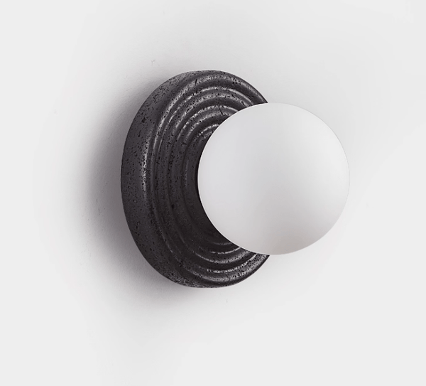 black travertine opal glass globe wall sconce 2