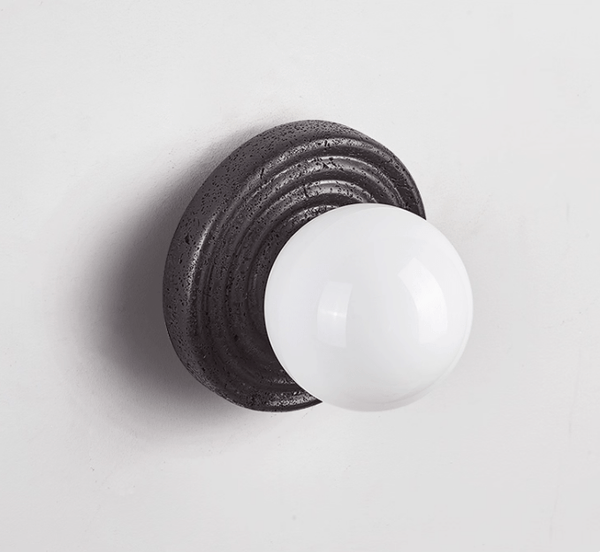 black travertine opal glass globe wall sconce 2