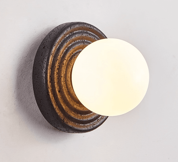 black travertine opal glass globe wall sconce 2