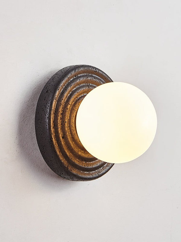 black travertine opal glass globe wall sconce 2