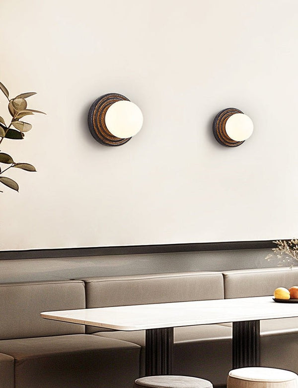 black travertine opal glass globe wall sconce 2