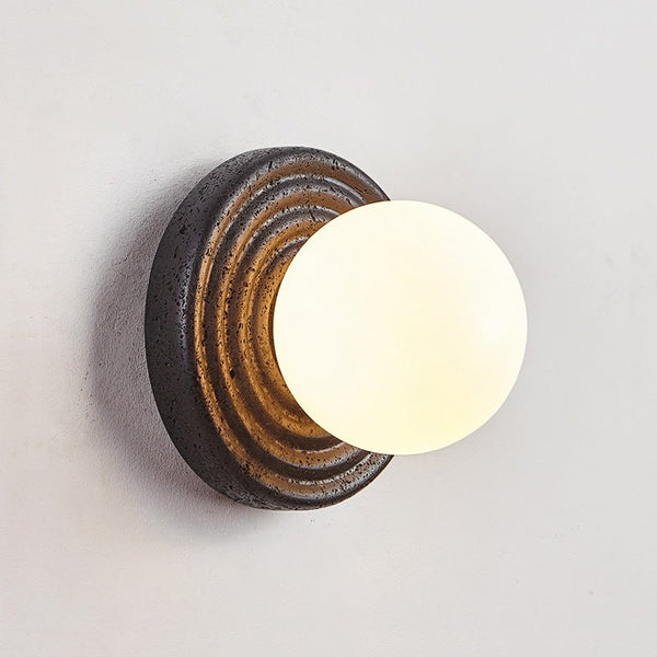 black travertine opal glass globe wall sconce 2