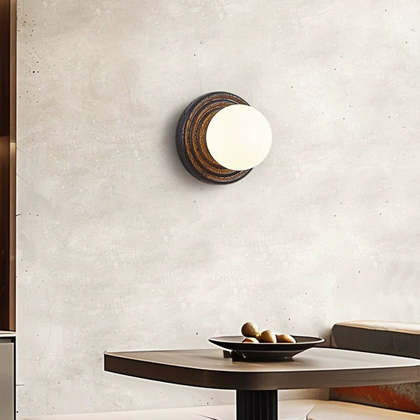 black travertine opal glass globe wall sconce 2