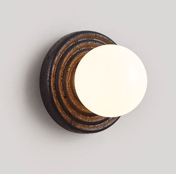 black travertine opal glass globe wall sconce 2