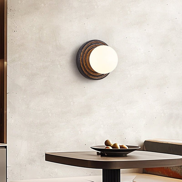 black travertine opal glass globe wall sconce 2