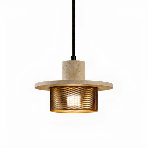 black yellow travertine mesh pendant light