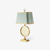 blue fabric shade gold table lamp for bedroom reading nook