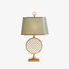 blue fabric shade gold table lamp for bedroom reading nook