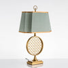 blue fabric shade gold table lamp for bedroom reading nook