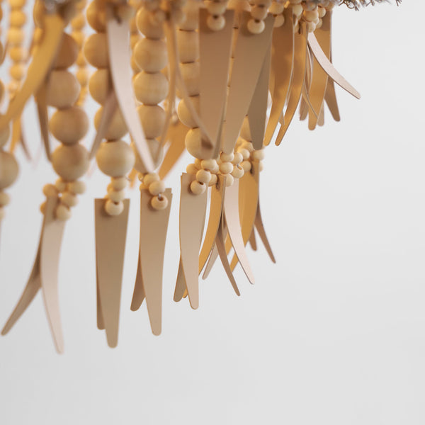 bohemian antique brass wood coconut bead chandelier