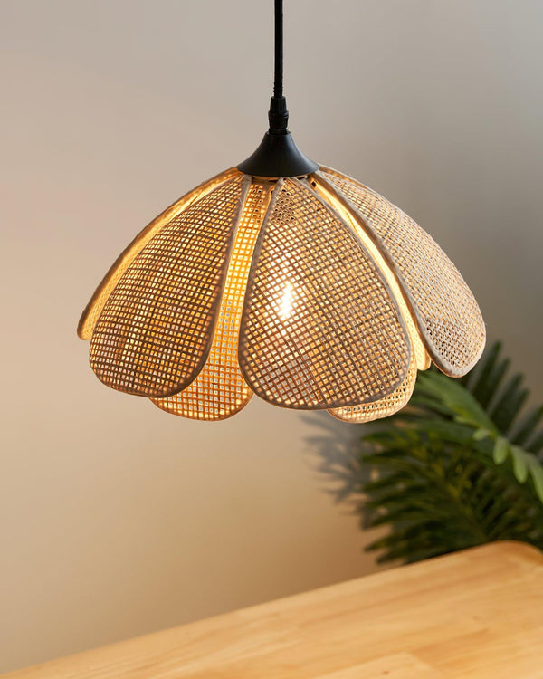 bohemian gold rattan flower pendant lamp