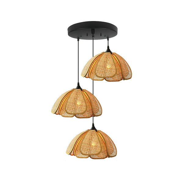 bohemian gold rattan flower pendant lamp