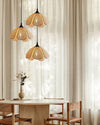 bohemian gold rattan flower pendant lamp