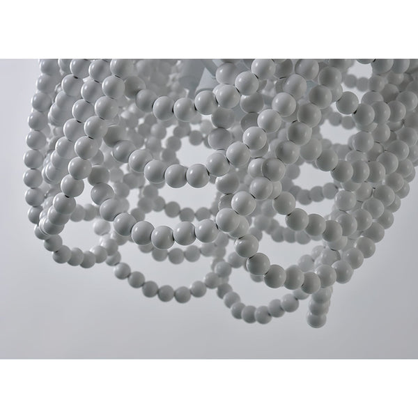 bohemian white wood bead iron chandelier