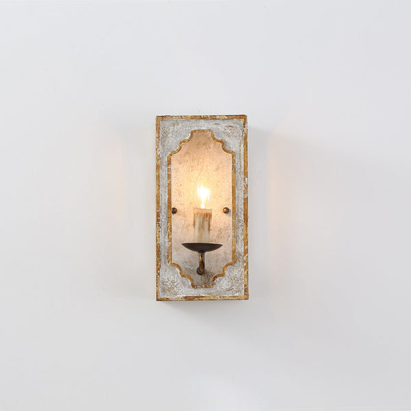 boho white wood cube candle wall sconce