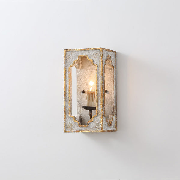 boho white wood cube candle wall sconce