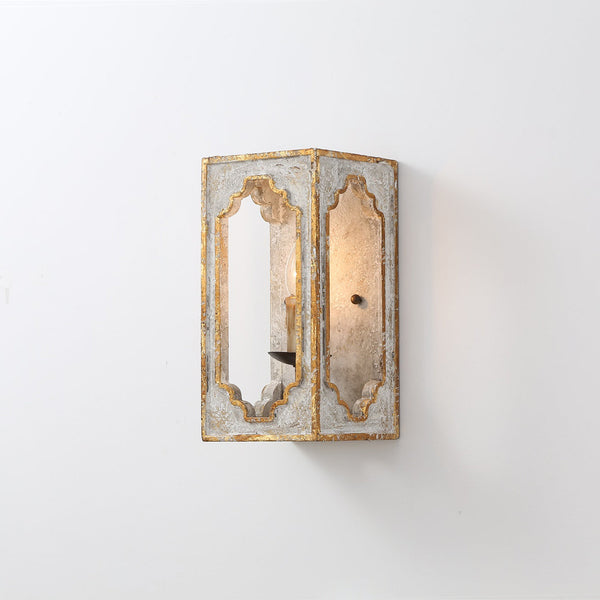 boho white wood cube candle wall sconce