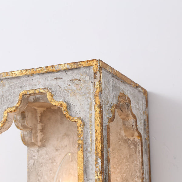 boho white wood cube candle wall sconce