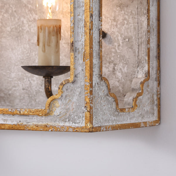 boho white wood cube candle wall sconce