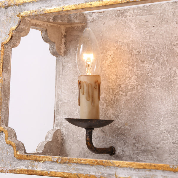 boho white wood cube candle wall sconce