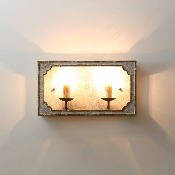 boho white wood cube candle wall sconce