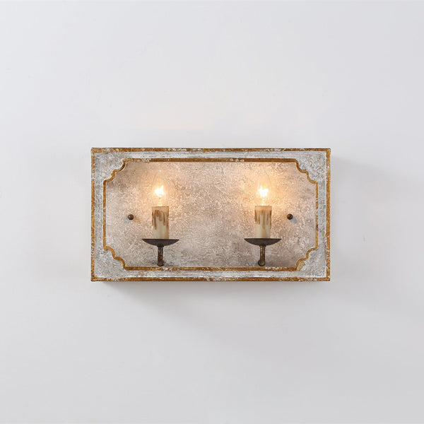 boho white wood cube candle wall sconce