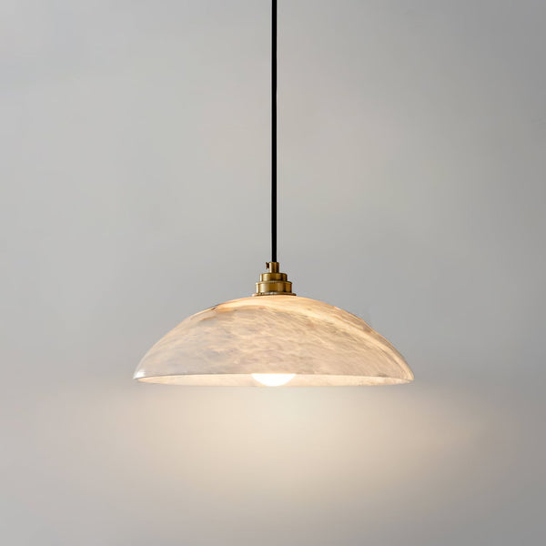 brass alabaster dome swag pendant light