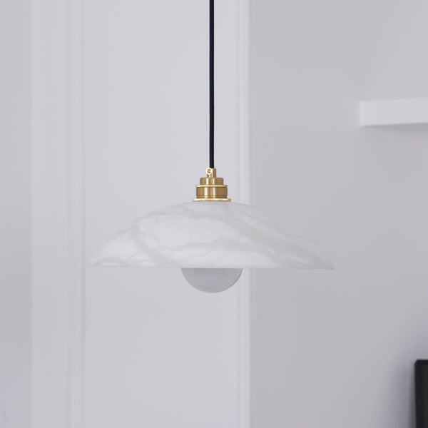 brass alabaster dome swag pendant light