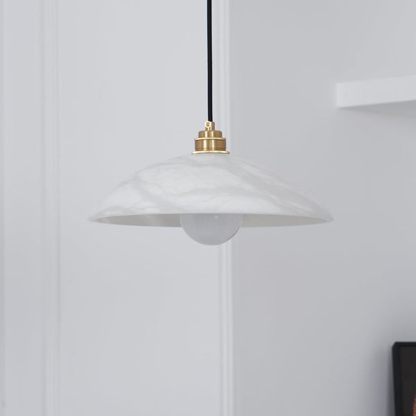 brass alabaster dome swag pendant light