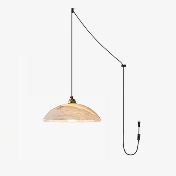 brass alabaster dome swag pendant light