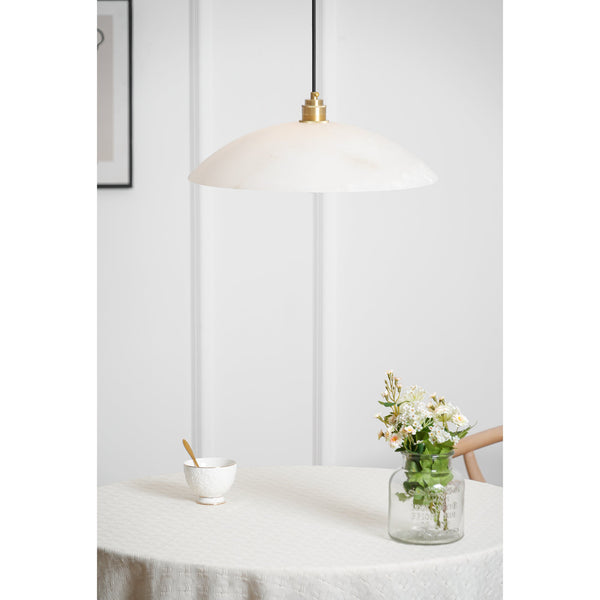 brass alabaster dome swag pendant light