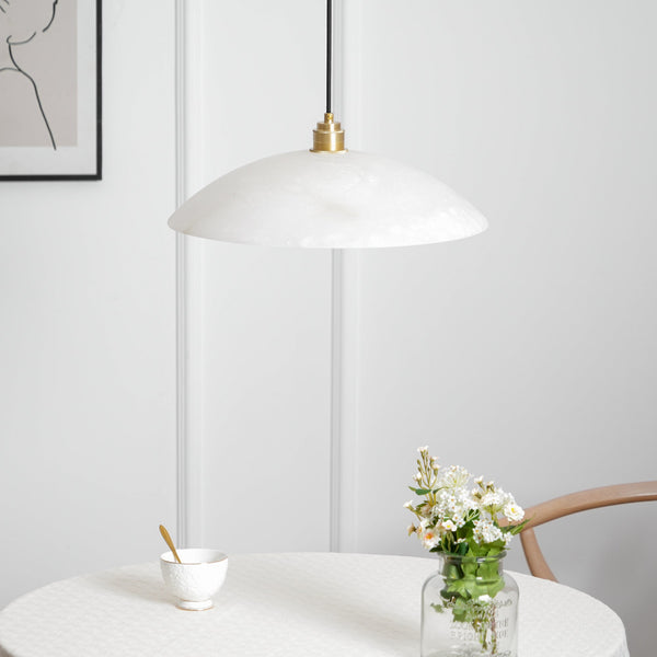 brass alabaster dome swag pendant light
