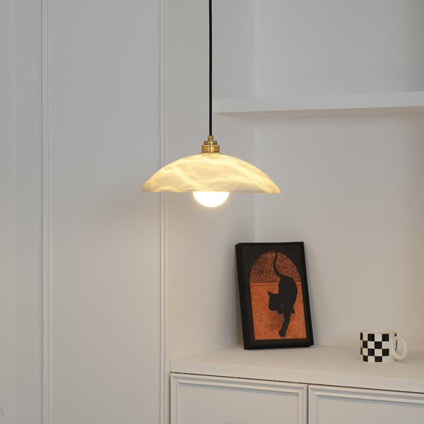 brass alabaster dome swag pendant light