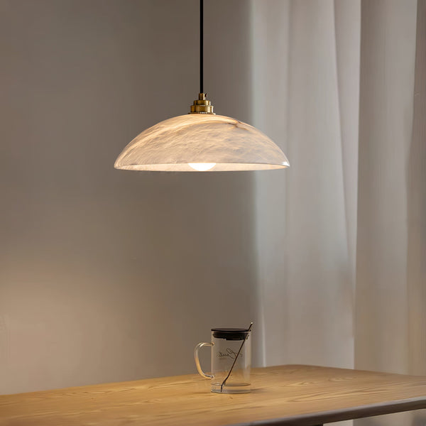 brass alabaster dome swag pendant light