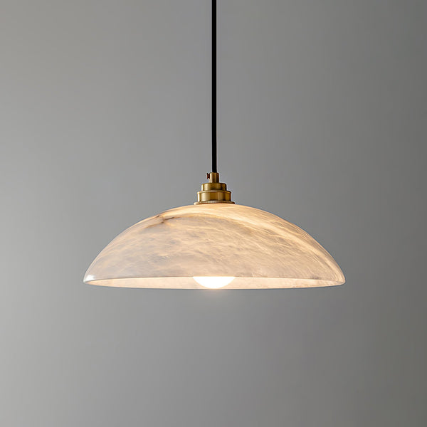 brass alabaster dome swag pendant light