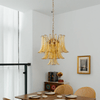 brass amber cascade glass chandelier