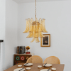 brass amber cascade glass chandelier