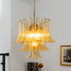 brass amber cascade glass chandelier