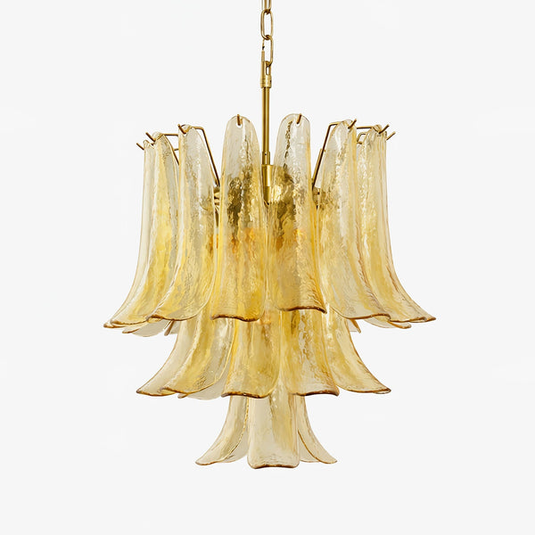 brass amber cascade glass chandelier