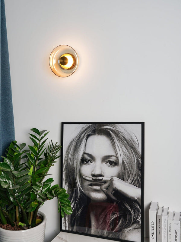 brass glass led wall sconce bedroom hallway