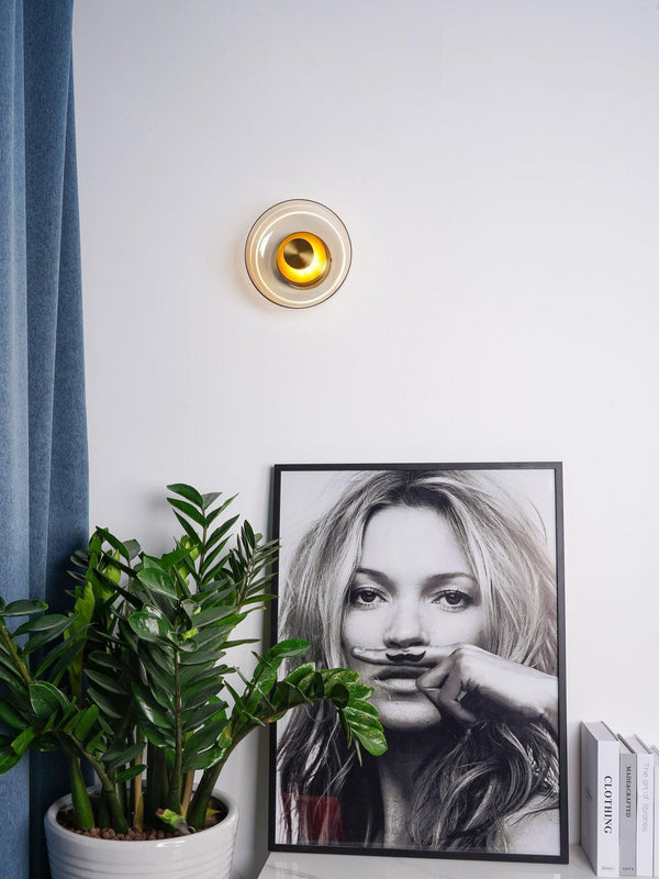 brass glass led wall sconce bedroom hallway